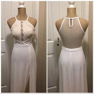 NWT {Nightway} White Mesh Cutout Maxi
